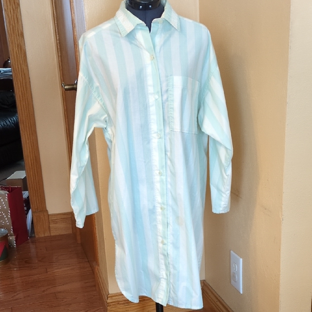 Womens Mint-Striped Night Shirt
